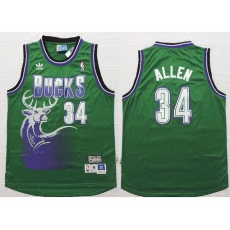 Bucks #34 Ray Allen Green Throwback New Stitched NBA Jersey