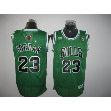 Bulls Throwback #23 Michael Jordan Green Stitched NBA Jersey