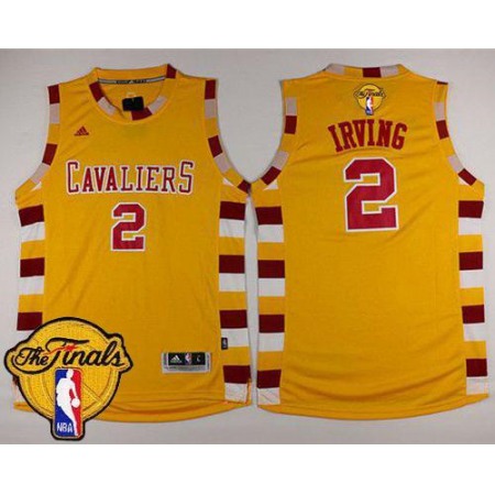 Cavaliers #2 Kyrie Irving Gold Throwback Classic The Finals Patch Stitched NBA Jersey