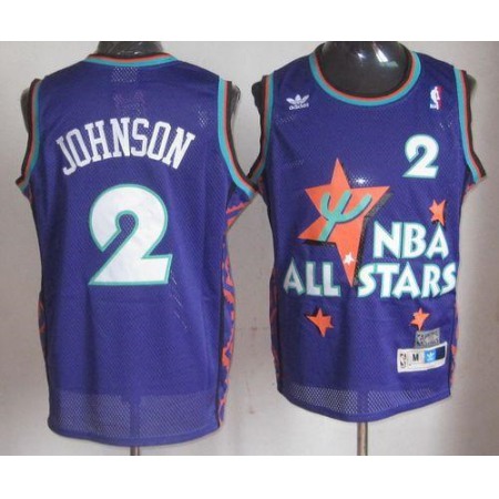 Hornets #2 Larry Johnson Purple 1995 All Star Throwback Stitched NBA Jersey