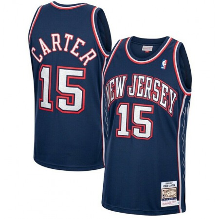 Men's Brooklyn Nets #15 Vince Carter Navy Throwback Hardwood Classics Stitched Jersey
