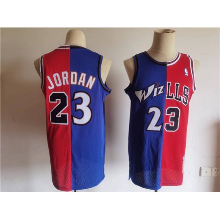 Men's Chicago Bulls/Wizards #23 Michael Jordan Red/Blue Throwback Stitched Jersey