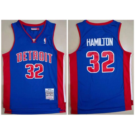 Men's Detroit Pistons #32 Richard Hamilton 2003-04 Blue Throwback Stitched Jersey