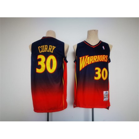 Men's Golden State Warriors #30 Stephen Curry Navy/Red Throwback Stitched Jersey