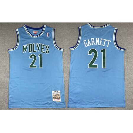 Men's Minnesota Timberwolves #21 Kevin Garnett Blue 1995-96 Throwback Stitched NBA Jersey