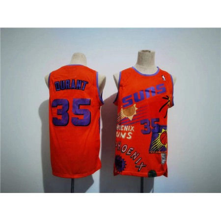Men's Phoenix Suns #35 Kevin Durant Orange Throwback Swingman Stitched Jersey
