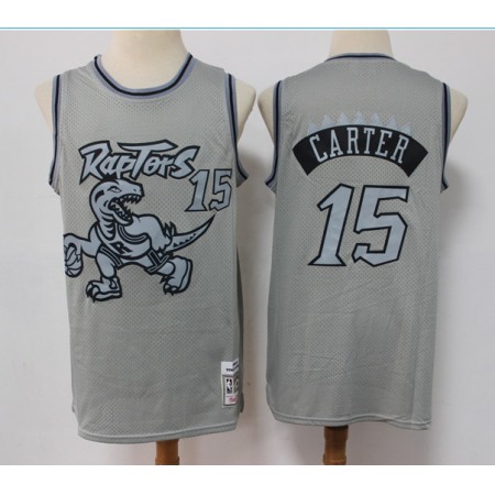 Men's Toronto Raptors #15 Vince Carter Grey Throwback Stitched Basketball Jersey