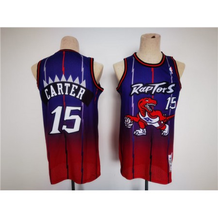 Men's Toronto Raptors #15 Vince Carter Purple/Red Throwback Stitched Jersey