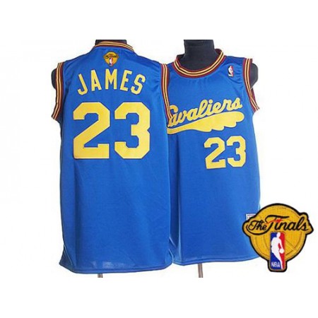 Mitchell and Ness Cavaliers #23 LeBron James Blue Throwback The Finals Patch Stitched NBA Jersey