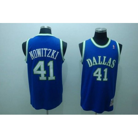 Mitchell and Ness Mavericks #41 Dirk Nowitzki Stitched NBA Blue Throwback Jersey