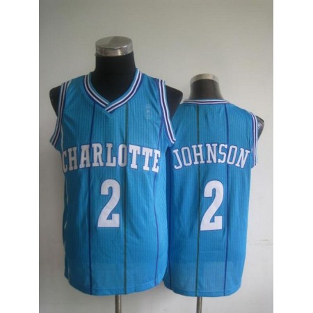 Pelicans #2 Larry Johnson Light Blue Charlotte Hornets Throwback Stitched NBA Jersey