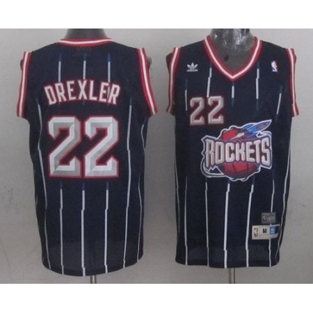 Rockets #22 Clyde Drexler Navy Throwback Stitched NBA Jersey