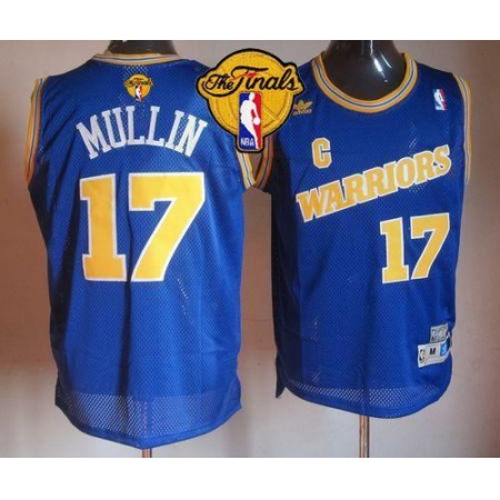 Warriors #17 Chris Mullin Blue Throwback The Finals Patch Stitched NBA Jersey