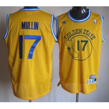 Warriors #17 Chris Mullin Gold Throwback Stitched NBA Jersey