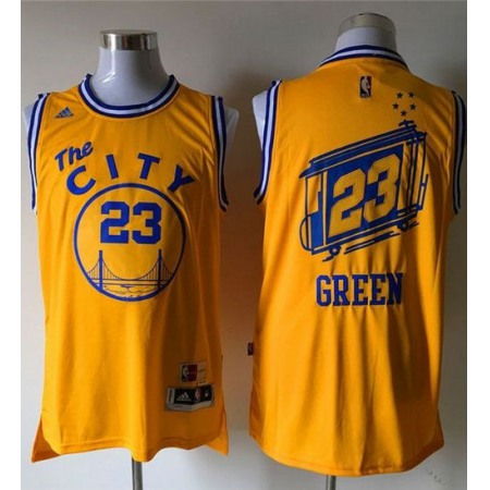 Warriors #23 Draymond Green Gold Throwback The City Stitched NBA Jersey