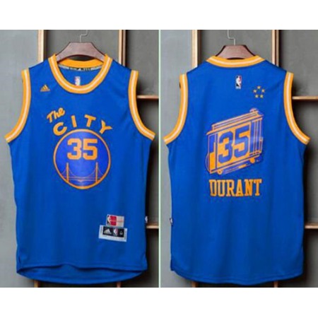 Warriors #35 Kevin Durant Blue Throwback The City Stitched NBA Jersey