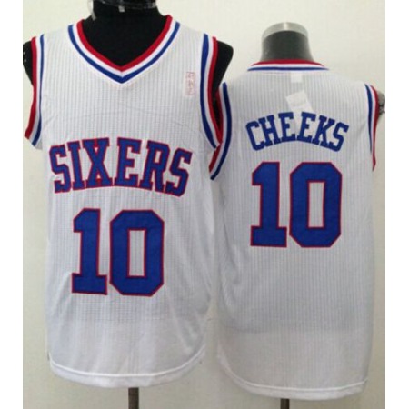 76ers #10 Maurice Cheeks White Throwback Stitched NBA Jersey