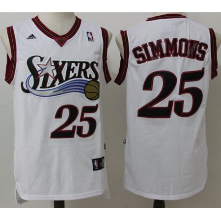 76ers #25 Ben Simmons White Throwback Stitched NBA Jersey