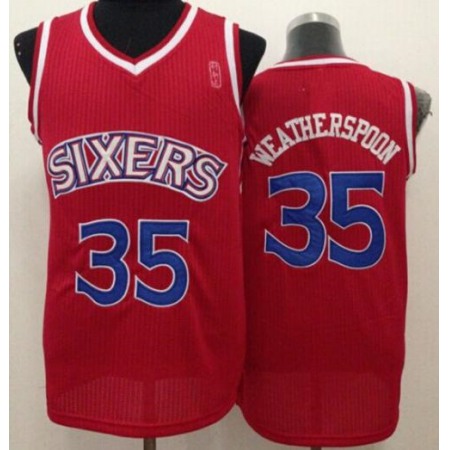 76ers #35 Clarence Weatherspoon Red Throwback Stitched NBA Jersey