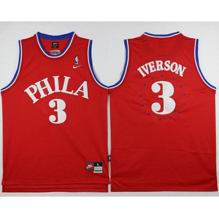 76ers #3 Allen Iverson Red 1964 Throwback Stitched NBA Jersey