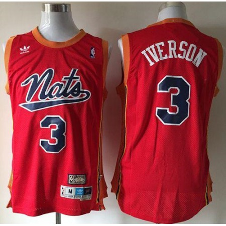 76ers #3 Allen Iverson "Nats" Throwback Red Stitched NBA Jersey