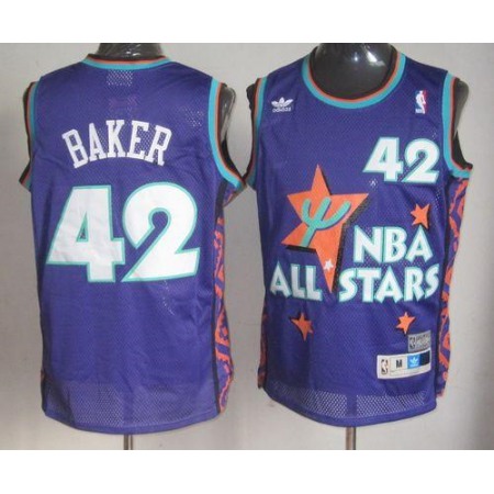 Bucks #42 Vin Baker Purple 1995 All Star Throwback Stitched NBA Jersey