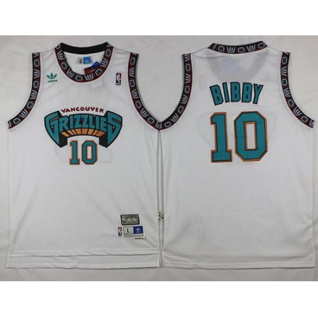 Grizzlies #10 Mike Bibby White Throwback Stitched NBA Jersey