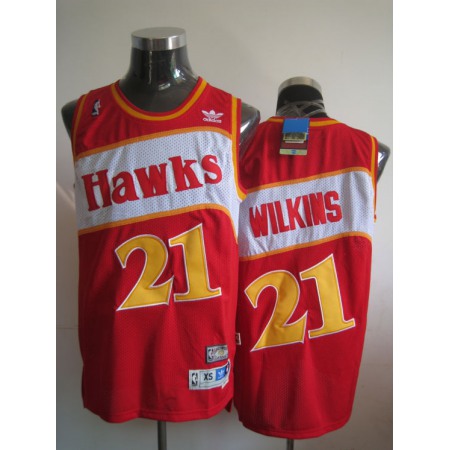Hawks #21 Dominique Wilkins Red Stitched Throwback NBA Jersey