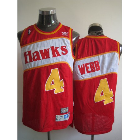 Hawks #4 Spud Webb Red Stitched Throwback NBA Jersey