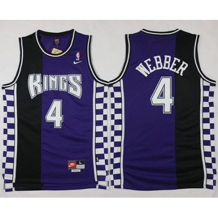 Kings #4 Chris Webber Purple/Black Throwback Stitched NBA Jersey
