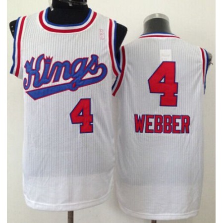 Kings #4 Chris Webber White New Throwback Stitched NBA Jersey