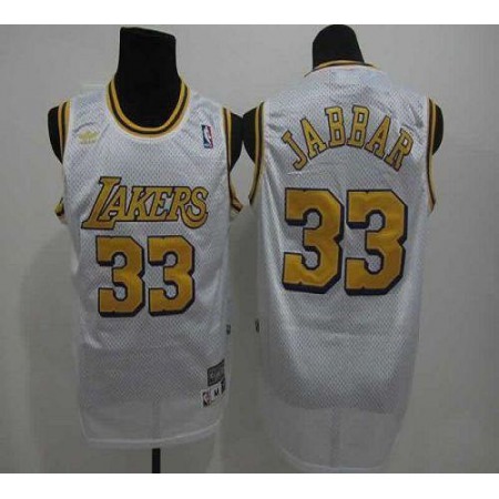 Lakers #33 Abdul-Jabbar White Throwback Stitched NBA Jersey