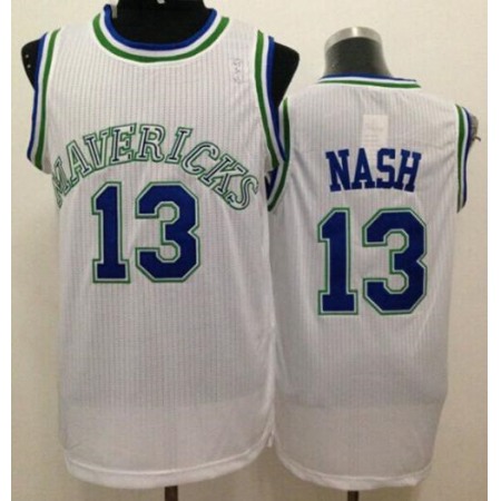 Mavericks #13 Steve Nash White Throwback Stitched NBA Jersey