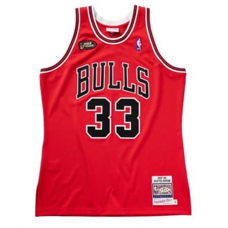 Men's Chicago Bulls #33 Scottie Pippen Red 1997-98 Finals Throwback Stitched Basketball Jersey