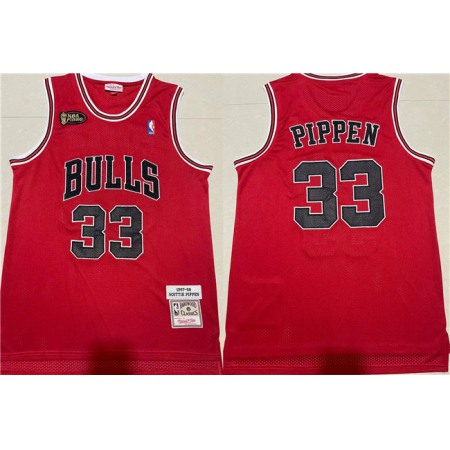 Men's Chicago Bulls #33 Scottie Pippen Red 1997-98 Throwback Stitched Jersey