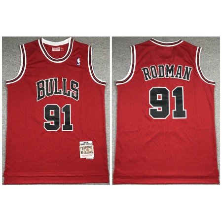 Men's Chicago Bulls #91 Dennis Rodman 1997-98 Red Throwback Stitched Jersey