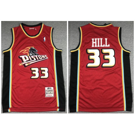 Men's Detroit Pistons #33 Grant Hill 1998-99 Red Throwback Stitched Jersey