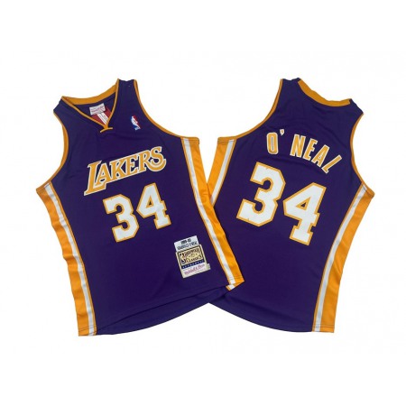 Men's Los Angeles Lakers #34 Shaquille O'Neal Purple 1999-00 Throwback basketball Jersey