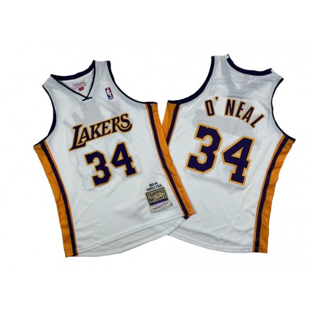 Men's Los Angeles Lakers #34 Shaquille O'Neal White 2003-04 Throwback basketball Jersey