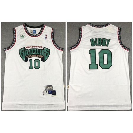 Men's Memphis Grizzlies #10 Mike Bibby White Throwback Stitched Jersey