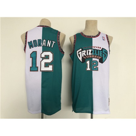 Men's Memphis Grizzlies #12 Ja Morant White/Teal Throwback Stitched Jersey