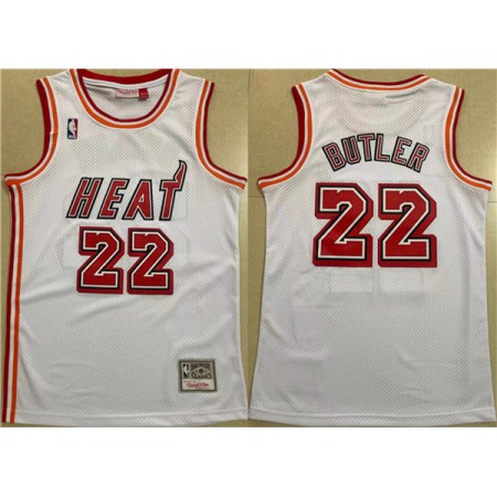 Men's Miami Heat #22 Jimmy Butler White Throwback Stitched Basketball Jersey