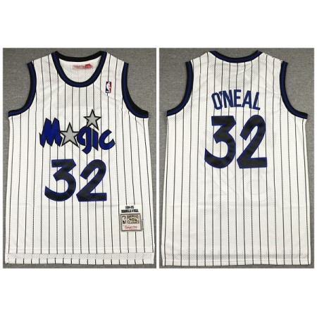 Men's Orlando Magic #32 Shaquille O'Neal White Throwback Stitched Jersey
