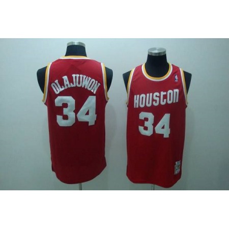 Mitchell and Ness Rockets #34 Hakeem Olajuwon Stitched Red Throwback NBA Jersey
