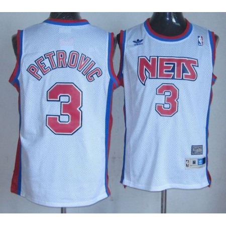 Nets #3 Drazen Petrovic White Throwback Stitched NBA Jersey