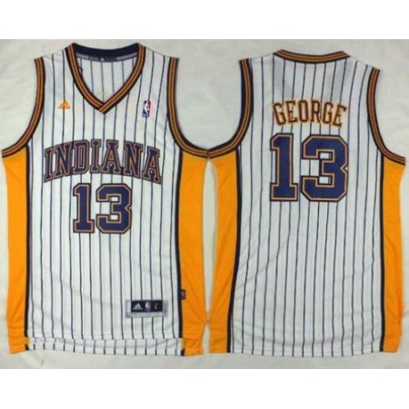 Pacers #13 Paul George White Throwback Stitched NBA Jersey
