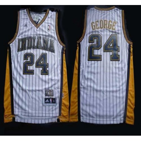 Pacers #24 Paul George White Throwback Stitched NBA Jersey