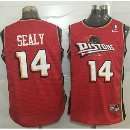 Pistons #14 Malik Sealy Red Nike Throwback Stitched NBA Jersey