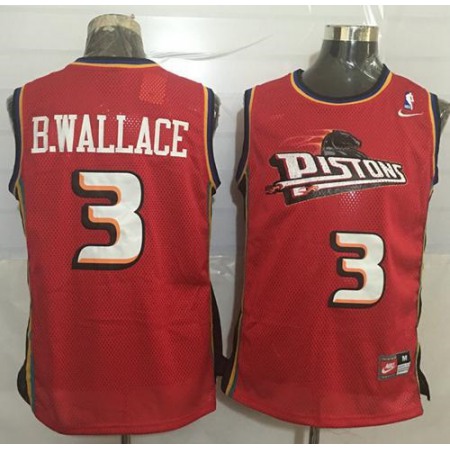 Pistons #3 Ben Wallace Red Nike Throwback Stitched NBA Jersey