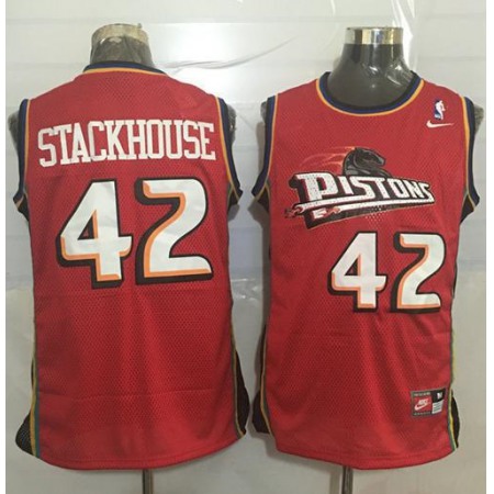 Pistons #42 Jerry Stackhouse Red Nike Throwback Stitched NBA Jersey